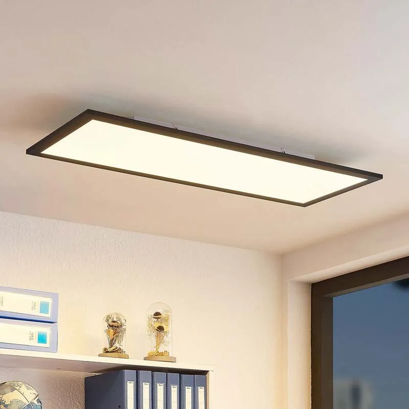 B-Ware Lindby Deckenleuchte Panel LED Lampe Nelios schwarz Aluminium Kunststoff Memory