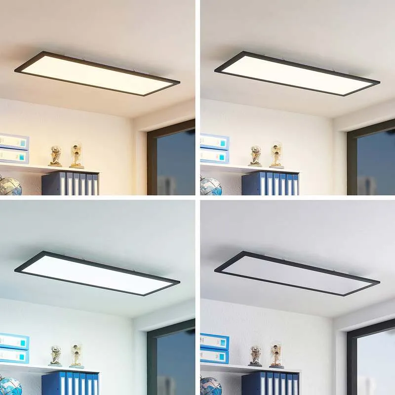 B-Ware Lindby Deckenleuchte Panel LED Lampe Nelios schwarz Aluminium Kunststoff Memory