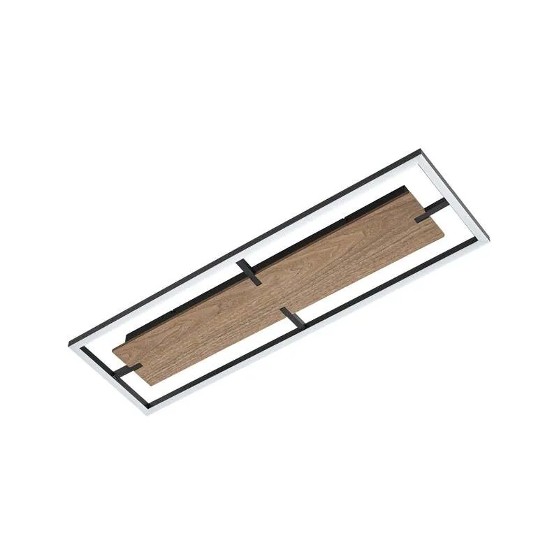 B-Ware Lucande Deckenleuchte Vectra LED Lampe dimmbar Holz schwarz 100x30cm 3000K