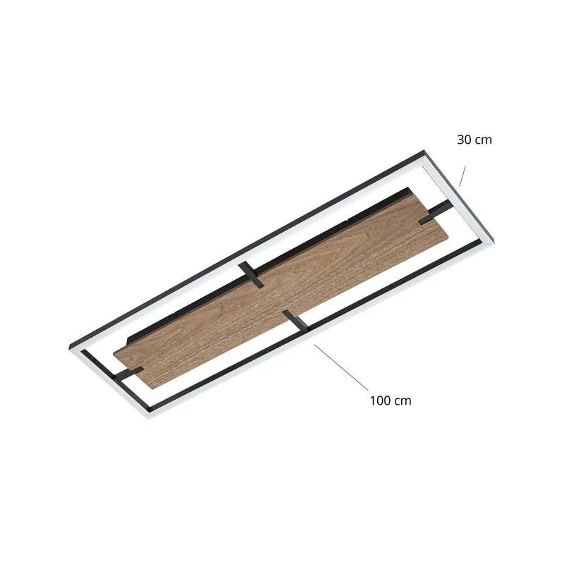 B-Ware Lucande Deckenleuchte Vectra LED Lampe dimmbar Holz schwarz 100x30cm 3000K