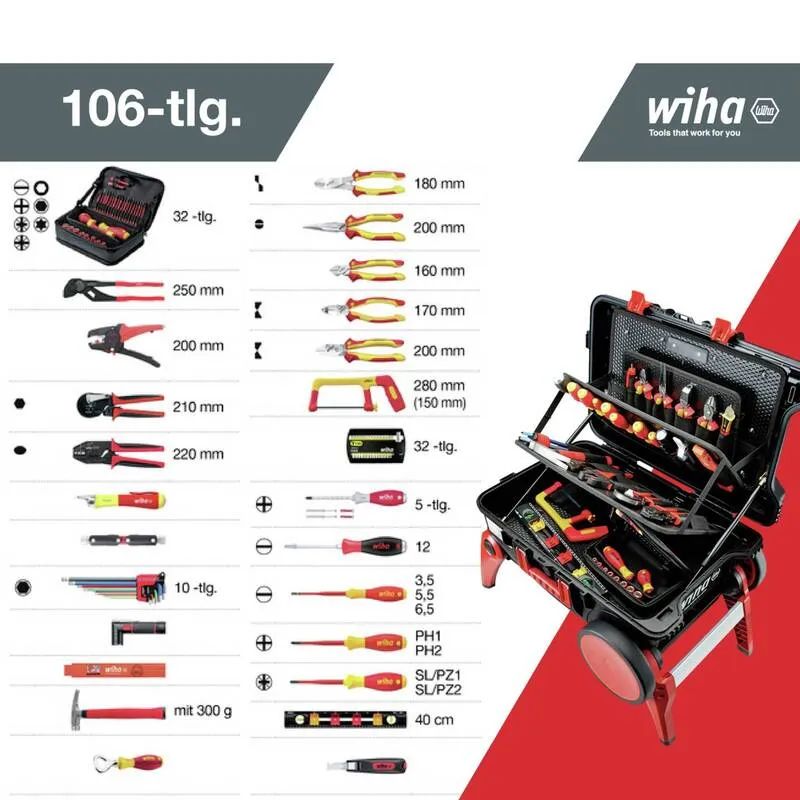 B-Ware Wiha Werkzeugkoffer Handwerker 104-teilig Profi Set Elektriker schwarz 680x497mm