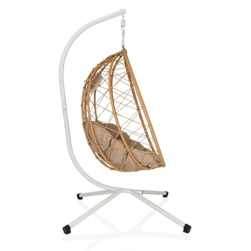 B-Ware hjh LIVING COCOVA Hängesessel weiß/beige mit Kissen UV-beständig 98x114x188 cm