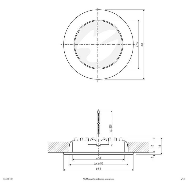 B-Ware EVN Einbauleuchte Downlight L55030102 LED 3W warmweiß Aluminium Ø68mm IP20 Weiß