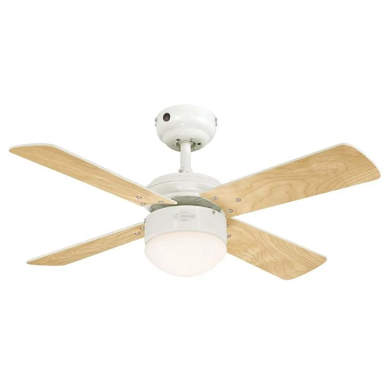B-Ware Westinghouse Deckenventilator Colosseum mit LED weiß ahorn 90cm Fernbedienung