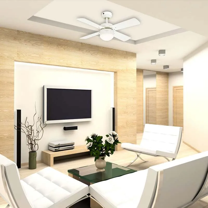 B-Ware Westinghouse Deckenventilator Colosseum mit LED weiß ahorn 90cm Fernbedienung