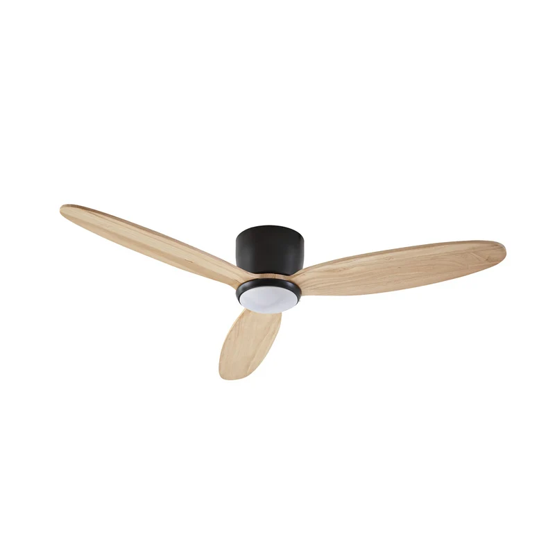B-Ware Lucande Deckenventilator Lignia LED Ventilator Holz schwarz Ø132cm Fernbedienung