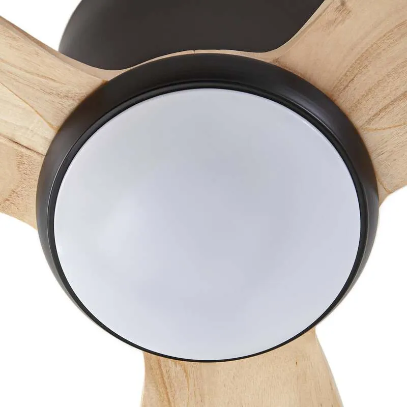 B-Ware Lucande Deckenventilator Lignia LED Ventilator Holz schwarz Ø132cm Fernbedienung
