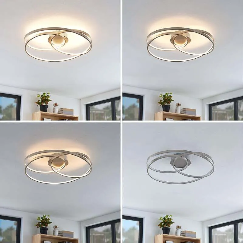 B-Ware Lindby Deckenlampe Joline LED Leuchte dimmbar nickel Ø60cm 2400 Lumen warmweiß
