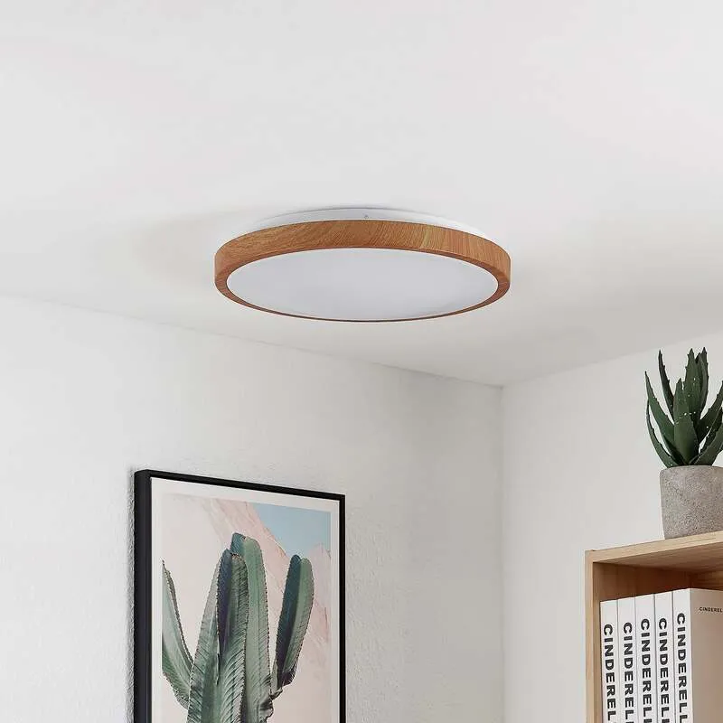 B-Ware Lindby Deckenleuchte Mynte LED Lampe Leuchte warmweiß Holzoptik Ø42cm 3000K