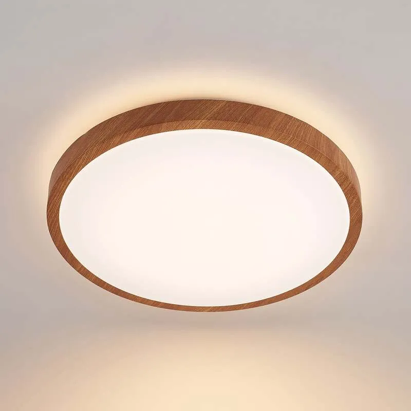 B-Ware Lindby Deckenleuchte Mynte LED Lampe Leuchte warmweiß Holzoptik Ø42cm 3000K