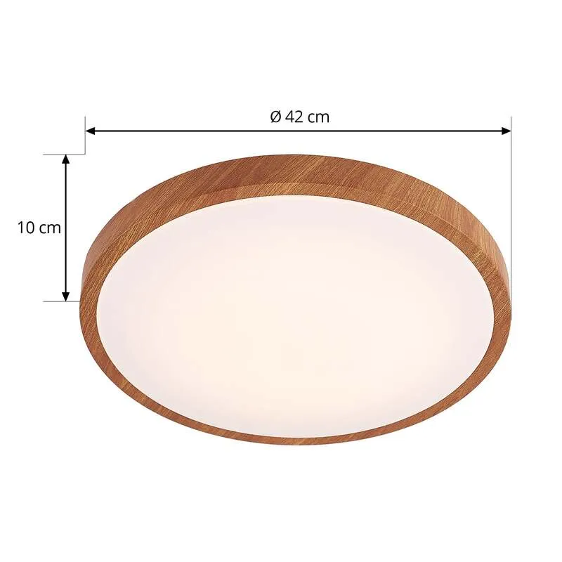 B-Ware Lindby Deckenleuchte Mynte LED Lampe Leuchte warmweiß Holzoptik Ø42cm 3000K