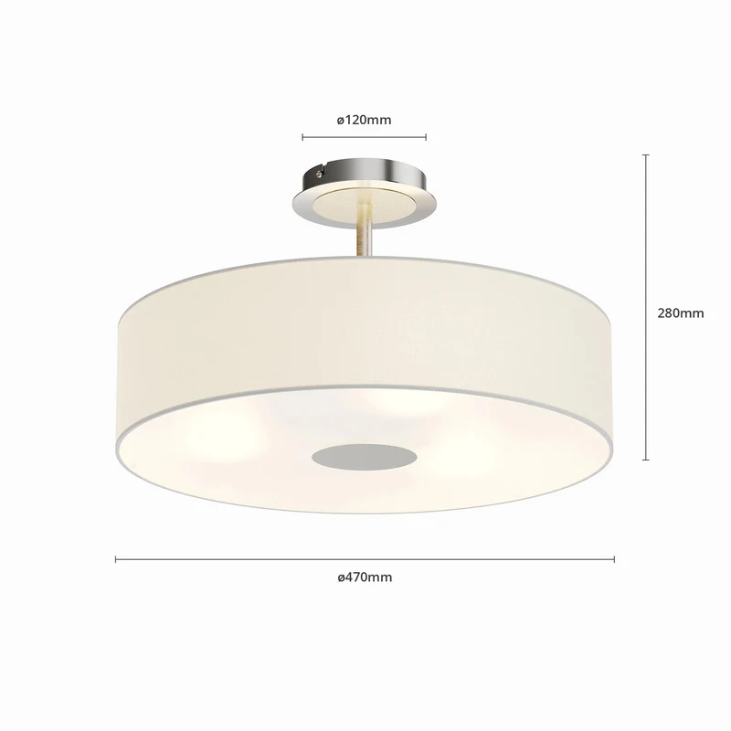 B-Ware Lindby Josia Deckenleuchte Nickel/Chrom 28cm dimmbar E27 3-flammig