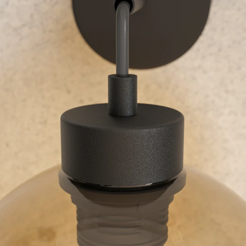 B-Ware Wandleuchte Cubus schwarz bernstein E27 dimmbar Lampe Leuchte Ø18cm 30cm hoch