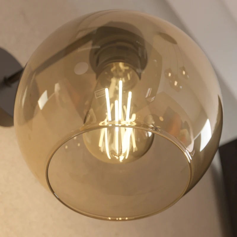 B-Ware Wandleuchte Cubus schwarz bernstein E27 dimmbar Lampe Leuchte Ø18cm 30cm hoch