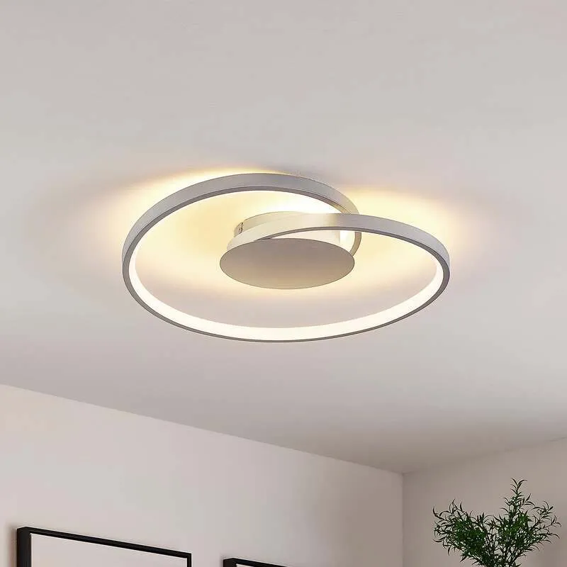 B-Ware Lucande Deckenlampe LED Enesa dimmbar 21W warmweiß silber Ø46cm 1100 Lumen