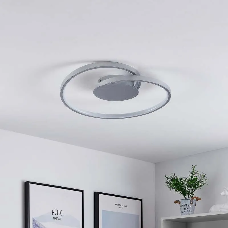B-Ware Lucande Deckenlampe LED Enesa dimmbar 21W warmweiß silber Ø46cm 1100 Lumen