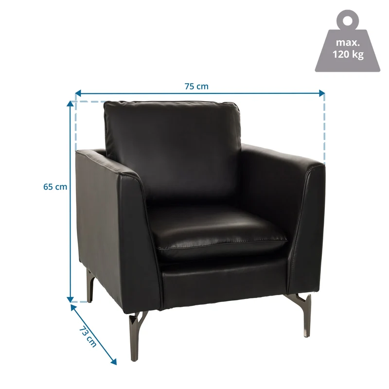 B-Ware hjh OFFICE Loungemöbel Sofasessel Sitz Sessel Sofa Einsitzer BAVERO PU schwarz