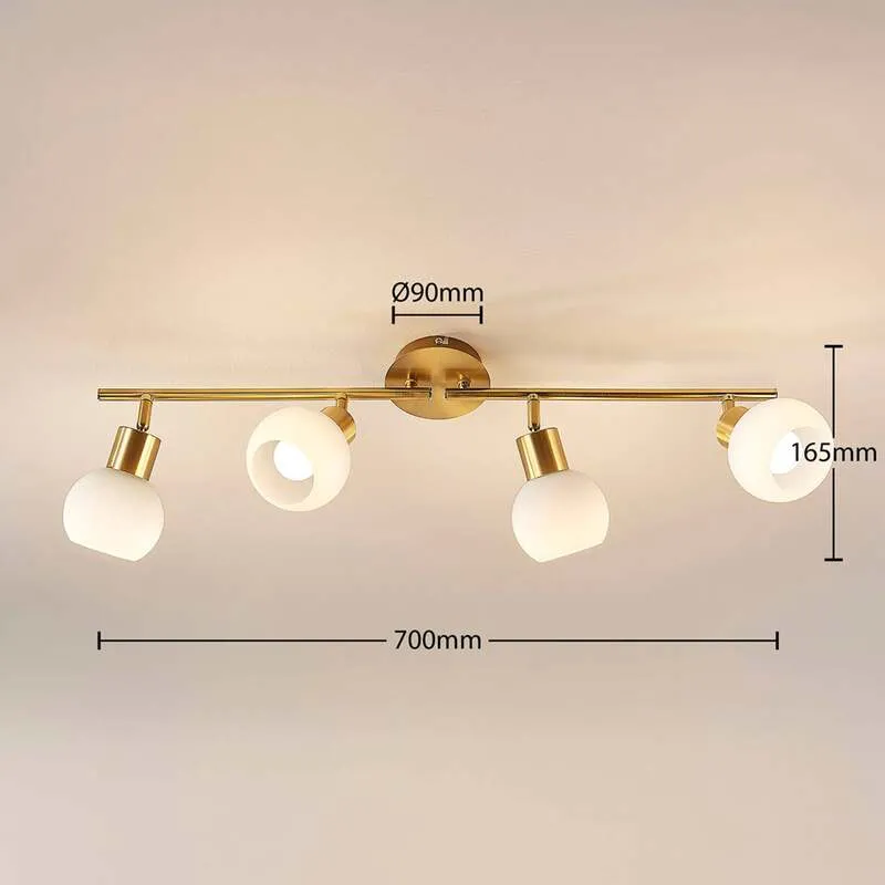 B-Ware Lindby Deckenleuchte Deckenlampe Elaina messing Glas Opalglasschirme 4 flammig