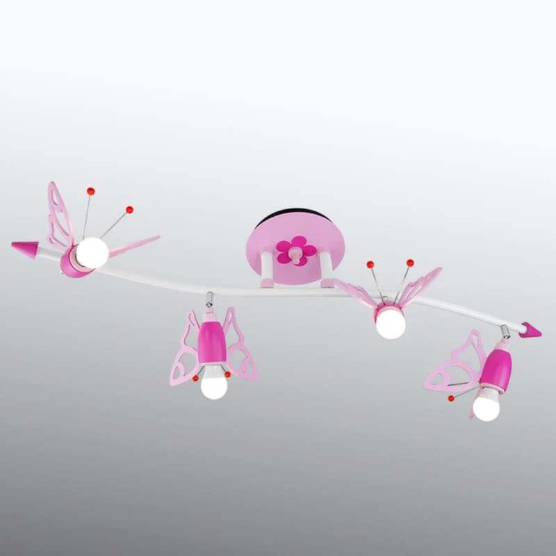 B-Ware Elobra Deckenstrahler Lampe Kinderzimmer Falter rosa 4-flammig Holz E14 100cm
