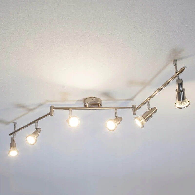 B-Ware Lindby Nickelfarbene LED-Deckenlampe Aron 6-fl Deckenlampe Deckenstrahler GU10