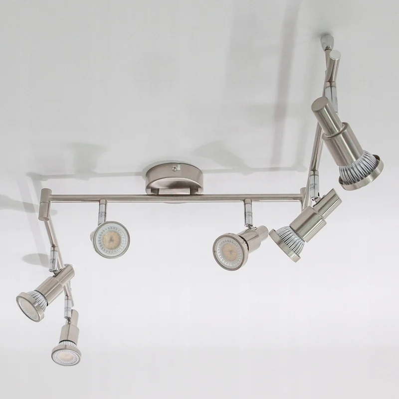 B-Ware Lindby Nickelfarbene LED-Deckenlampe Aron 6-fl Deckenlampe Deckenstrahler GU10