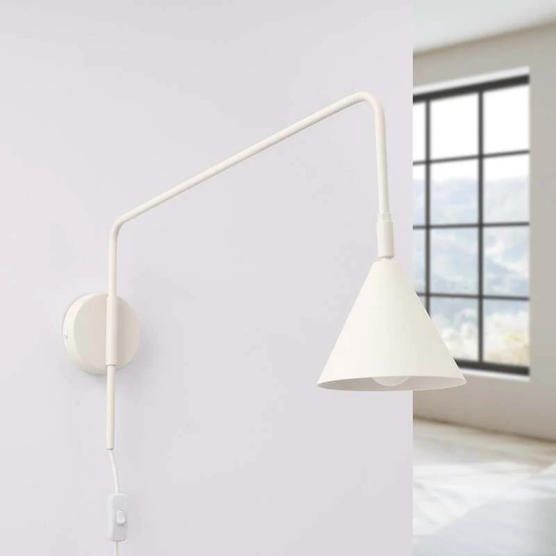 B-Ware Wandleuchte Wandlampe LYS Beige Stahl Stecker E14 LED Skandinavisch Ø 14 cm