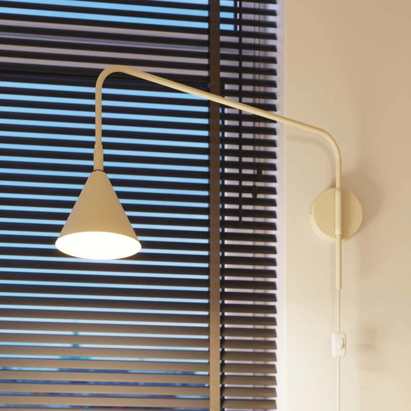 B-Ware Wandleuchte Wandlampe LYS Beige Stahl Stecker E14 LED Skandinavisch Ø 14 cm