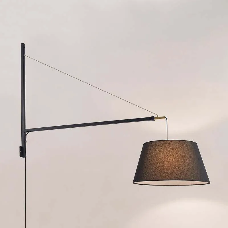 B-Ware Lucande Wandleuchte Beleza LED Wandlampe ausziehbar schwarz gold 150cm Höhe