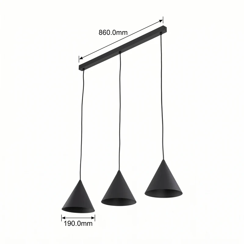 B-Ware TK Lighting Hängeleuchte Cono 3-flammig LED Pendelleuchte dimmbar schwarz 86x19