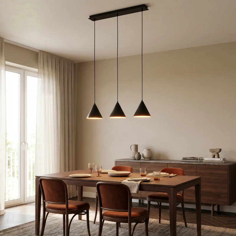 B-Ware TK Lighting Hängeleuchte Cono 3-flammig LED Pendelleuchte dimmbar schwarz 86x19