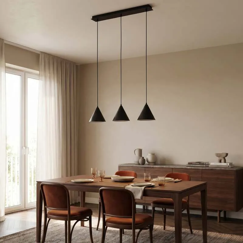 B-Ware TK Lighting Hängeleuchte Cono 3-flammig LED Pendelleuchte dimmbar schwarz 86x19