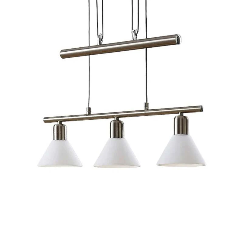 B-Ware Lindby Pendellampe Hängeleuchte Delira LED dimmbar nickel 3-flg höhenverstellbar