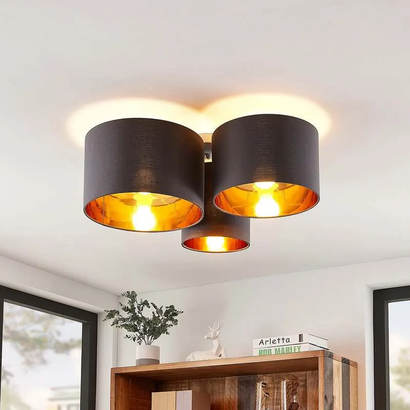 B-Ware Lindby Deckenleuchte Laurenz 3-flammig LED Lampe Leuchte dimmbar grau gold Ø61cm
