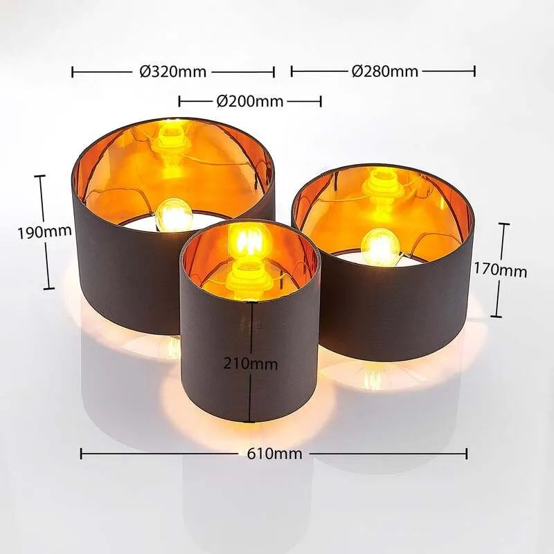 B-Ware Lindby Deckenleuchte Laurenz 3-flammig LED Lampe Leuchte dimmbar grau gold Ø61cm