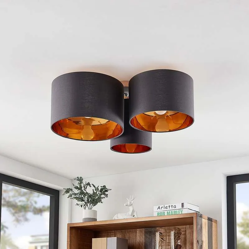B-Ware Lindby Deckenleuchte Laurenz 3-flammig LED Lampe Leuchte dimmbar grau gold Ø61cm