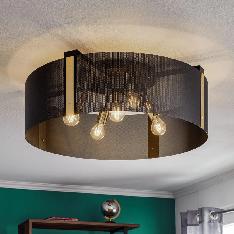 B-Ware Euluna Deckenleuchte Lampe Etro Beleuchtung schwarz gold Stahl Ø 70 cm E27 LED