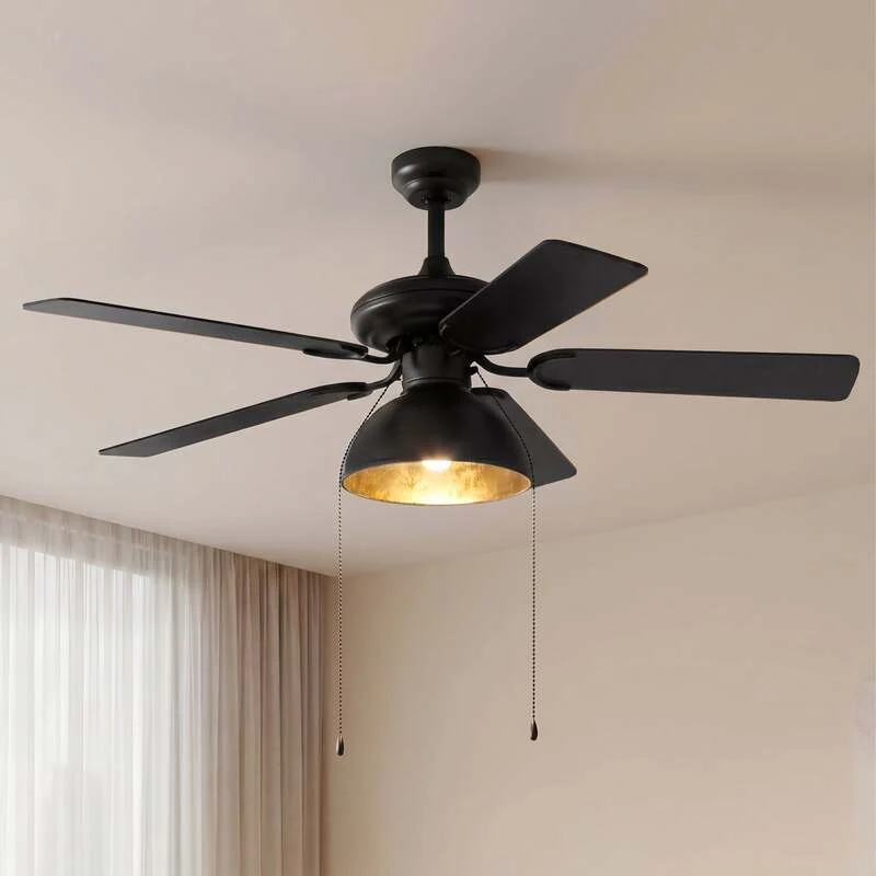 B-Ware Lucande Deckenventilator Shamoian schwarz-gold leise Ø132cm für Räume bis 25m²