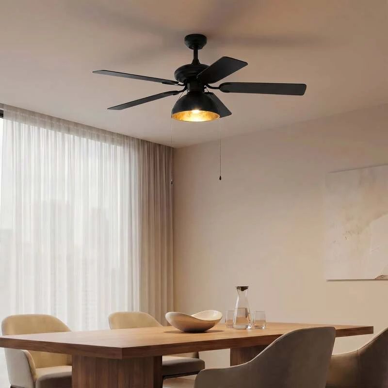 B-Ware Lucande Deckenventilator Shamoian schwarz-gold leise Ø132cm für Räume bis 25m²
