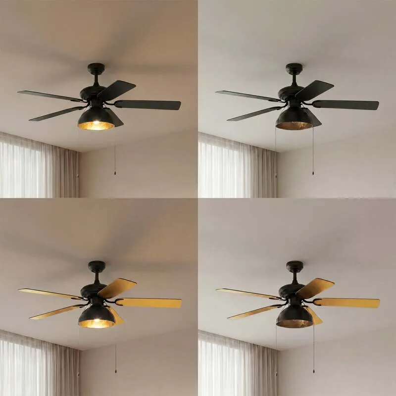 B-Ware Lucande Deckenventilator Shamoian schwarz-gold leise Ø132cm für Räume bis 25m²