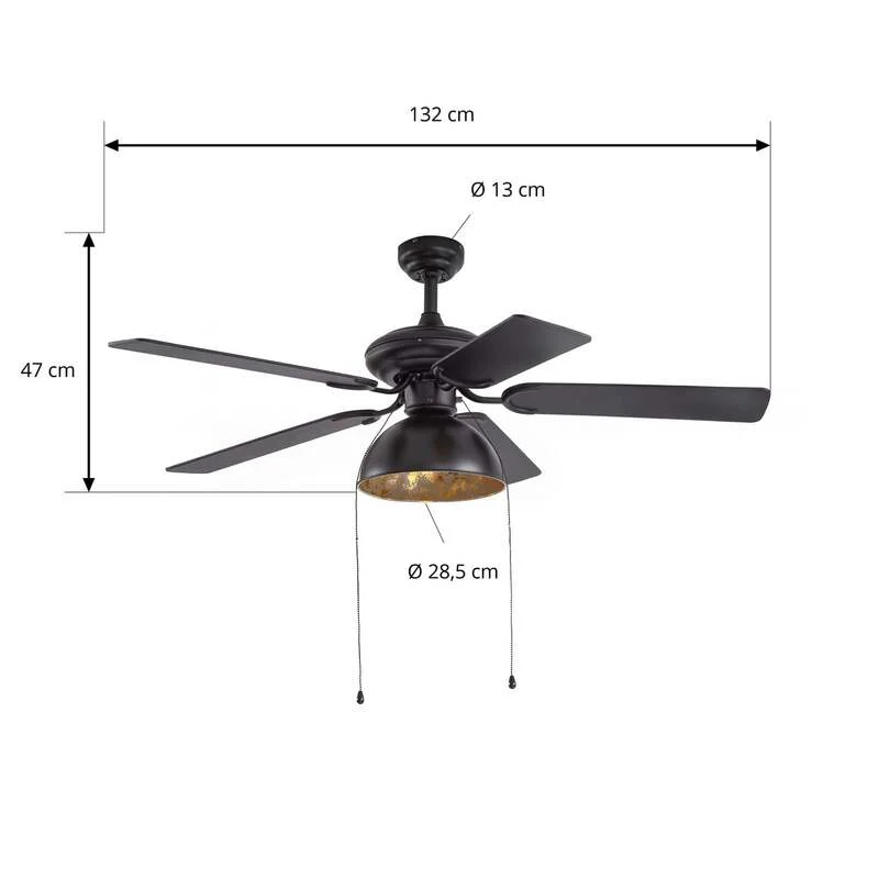 B-Ware Lucande Deckenventilator Shamoian schwarz-gold leise Ø132cm für Räume bis 25m²