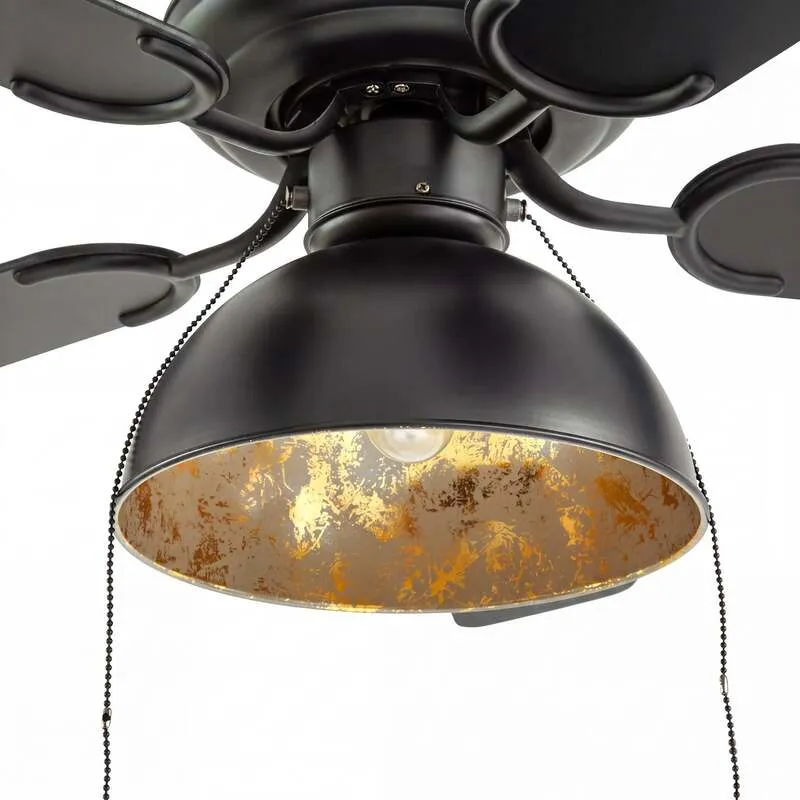 B-Ware Lucande Deckenventilator Shamoian schwarz-gold leise Ø132cm für Räume bis 25m²