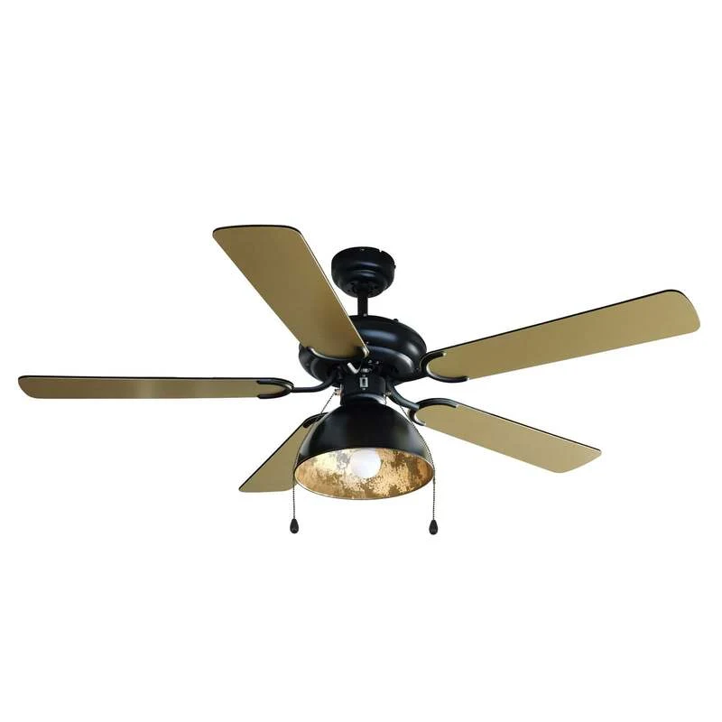 B-Ware Lucande Deckenventilator Shamoian schwarz-gold leise Ø132cm für Räume bis 25m²