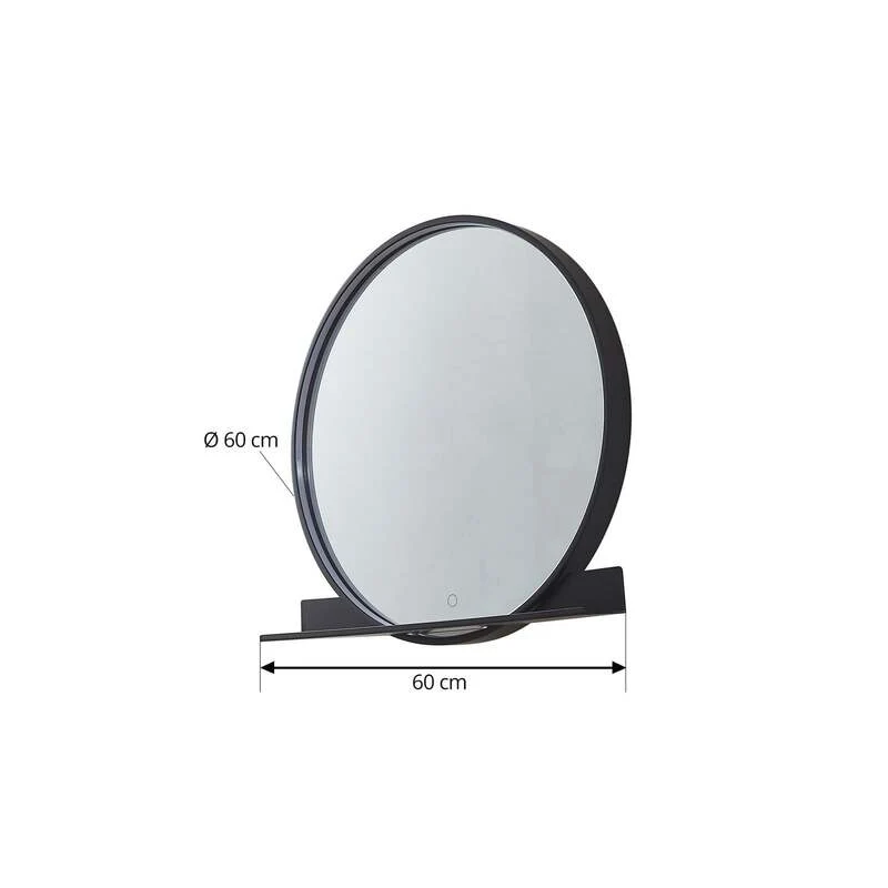 B-Ware Lucande Spiegel Badspiegel LED Ablage Aluminium Glas schwarz CCT Beleuchtung Mir
