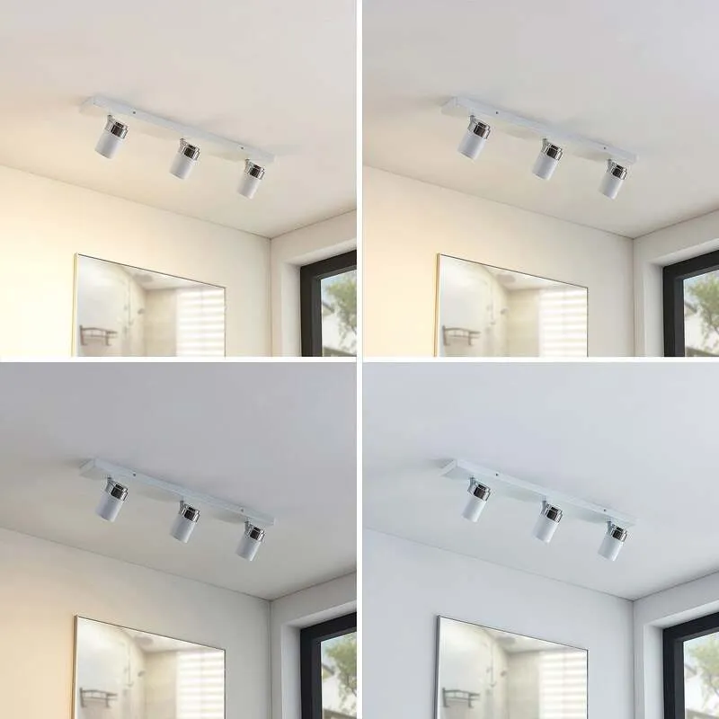 B-Ware Lindby Deckenleuchte Strahler Kardo LED Lampe dimmbar IP44 chrom weiß 3-flammig
