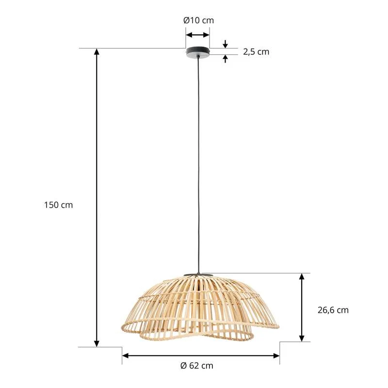 B-Ware Lindby Hängeleuchte Ilajus LED Pendelleuchte Lampe dimmbar Bambus Ø 62 cm natur