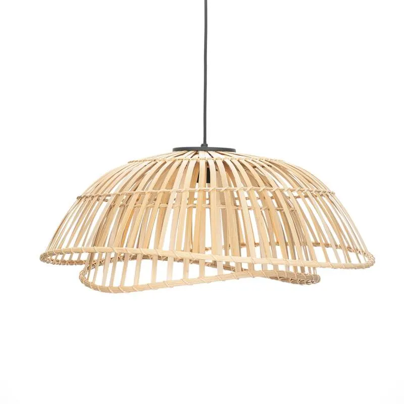 B-Ware Lindby Hängeleuchte Ilajus LED Pendelleuchte Lampe dimmbar Bambus Ø 62 cm natur