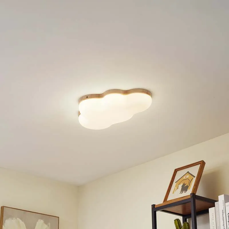 B-Ware Lindby LED-Deckenleuchte Pilvi Wolke 50 cm 18 W Warmweiß Kunststoff Holz