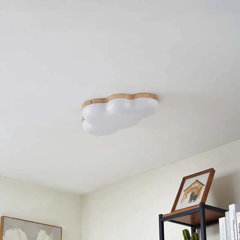 B-Ware Lindby LED-Deckenleuchte Pilvi Wolke 50 cm 18 W Warmweiß Kunststoff Holz