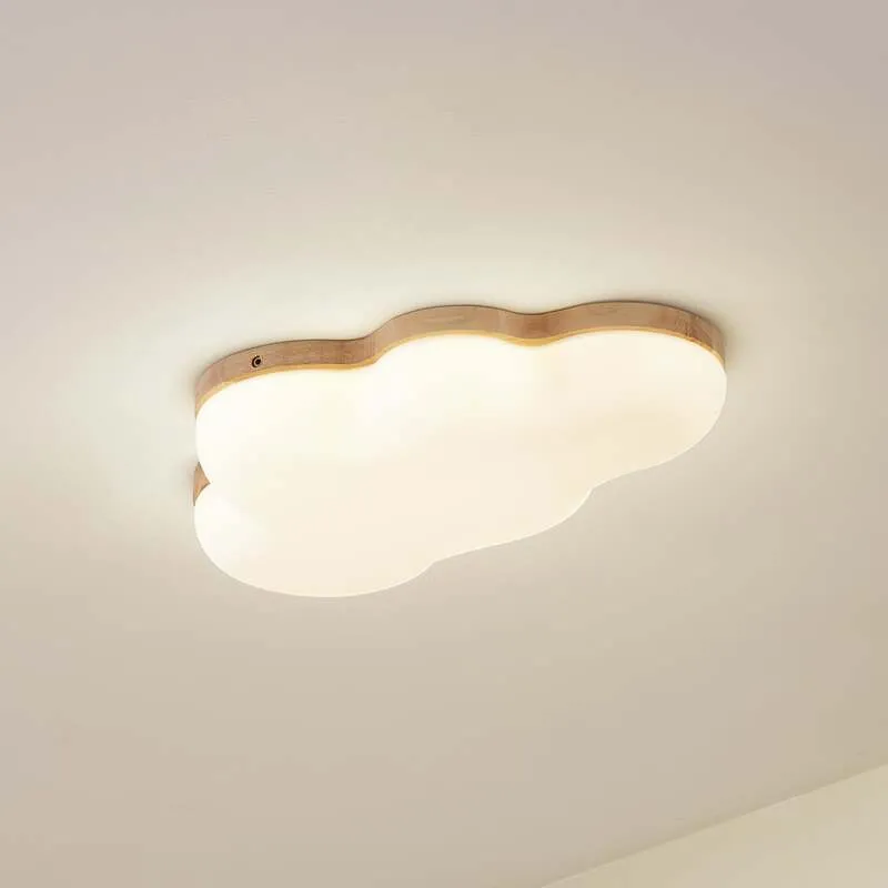 B-Ware Lindby LED-Deckenleuchte Pilvi Wolke 50 cm 18 W Warmweiß Kunststoff Holz
