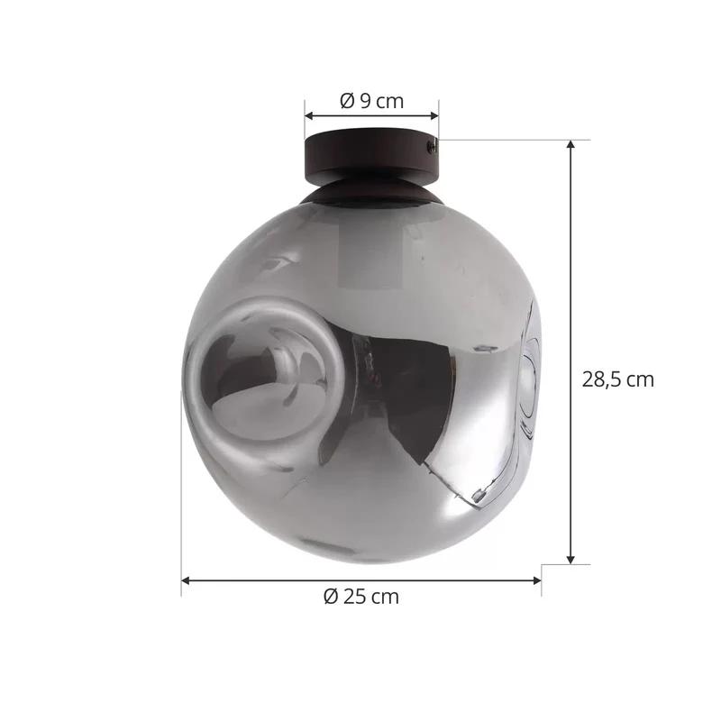 B-Ware Lindby Deckenlampe Valentina rauchgrau rund Ø 25 cm dimmbar E27